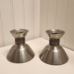 Pair of Pewter Candle holders by Mastad Norway Model 101, Midcentury Ca 1950s